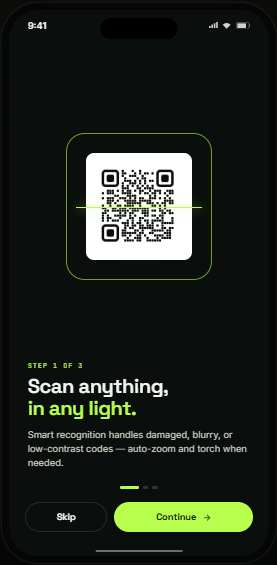 Onboarding screen explaining smart recognition
